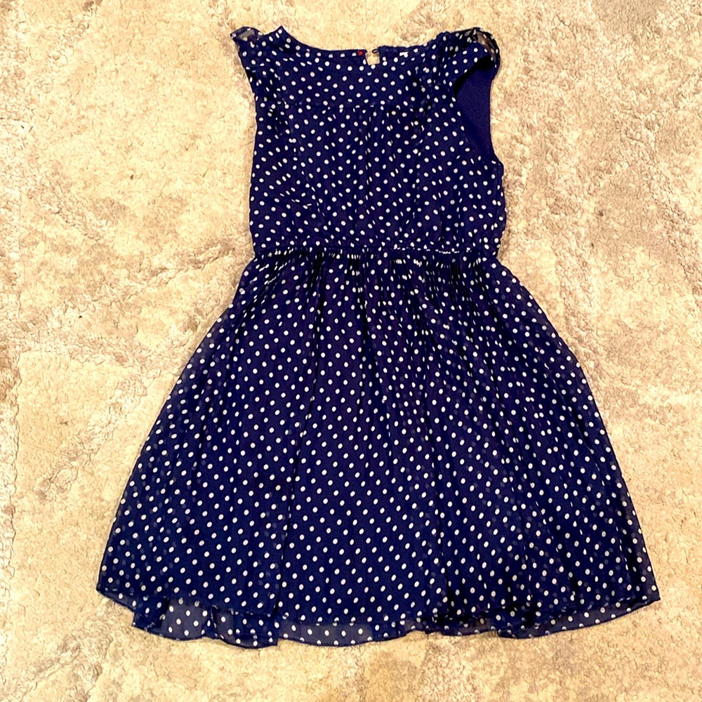 Blue dress with white dots - pretty dress for 10 year old